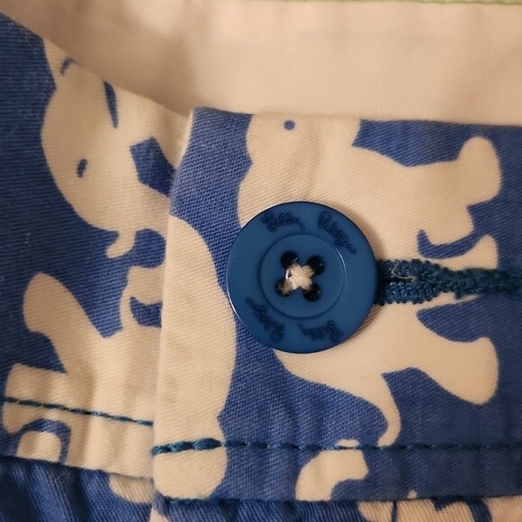 Lilly Pulitzer "Tusk in the Sun" Blue Shorts w/ White Elephants Size 2 - Picture 6 of 8